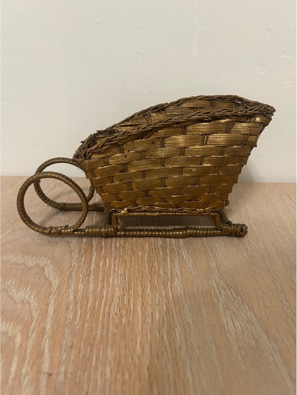 Vintage Woven Rattan Sleigh Basket Decoration